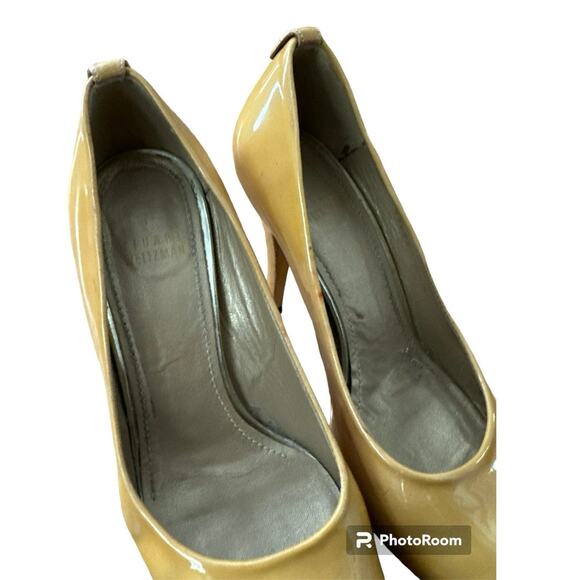 Stuart Weitzman Peep Toe Genuine Patent Leather Platform Heels 4.5” Size 7 - Picture 8 of 11